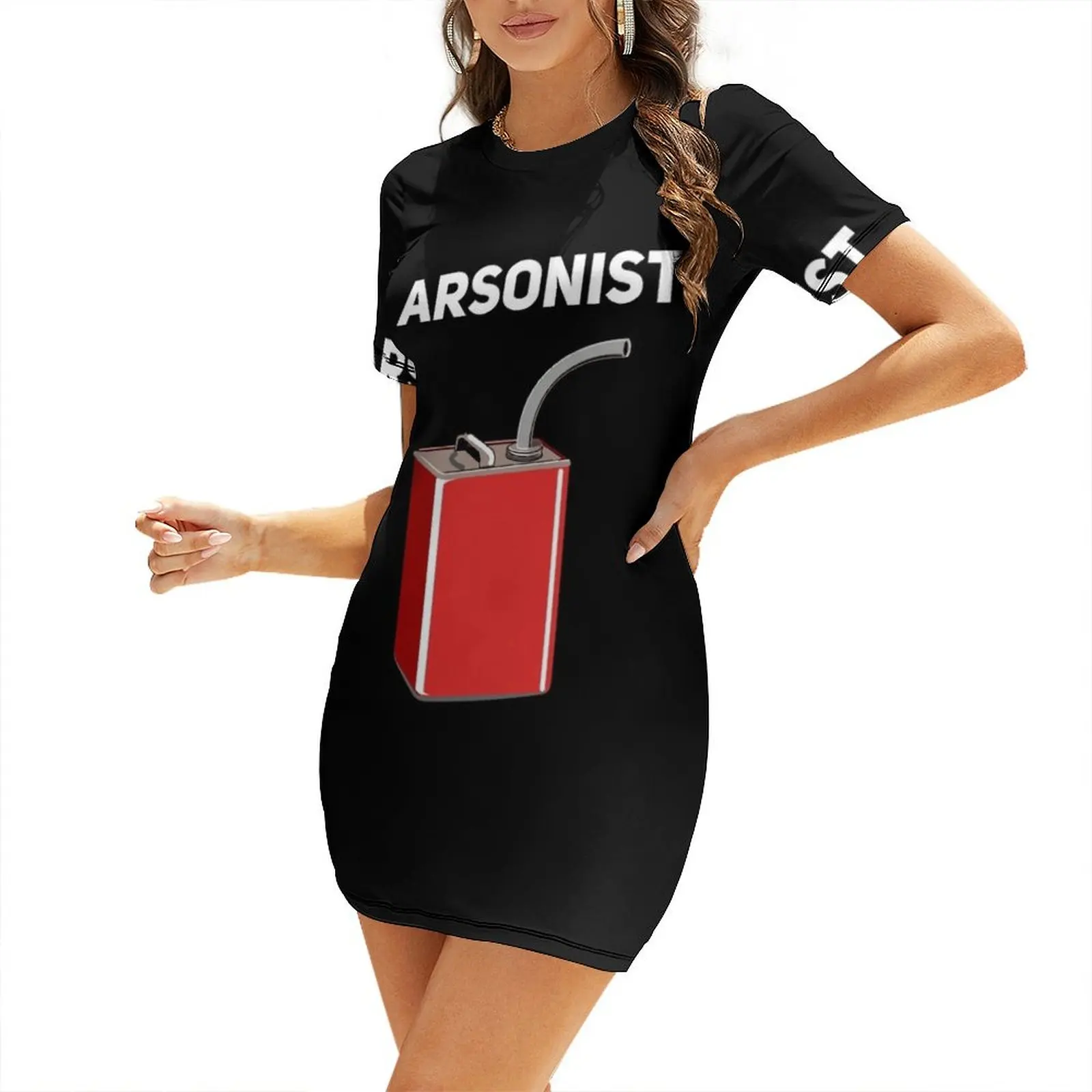 Arsonist Pyromaniac Fire camiseta vestido de manga corta vestidos de fiesta vestido sexy sensual para mujeres vestidos de noche para mujeres