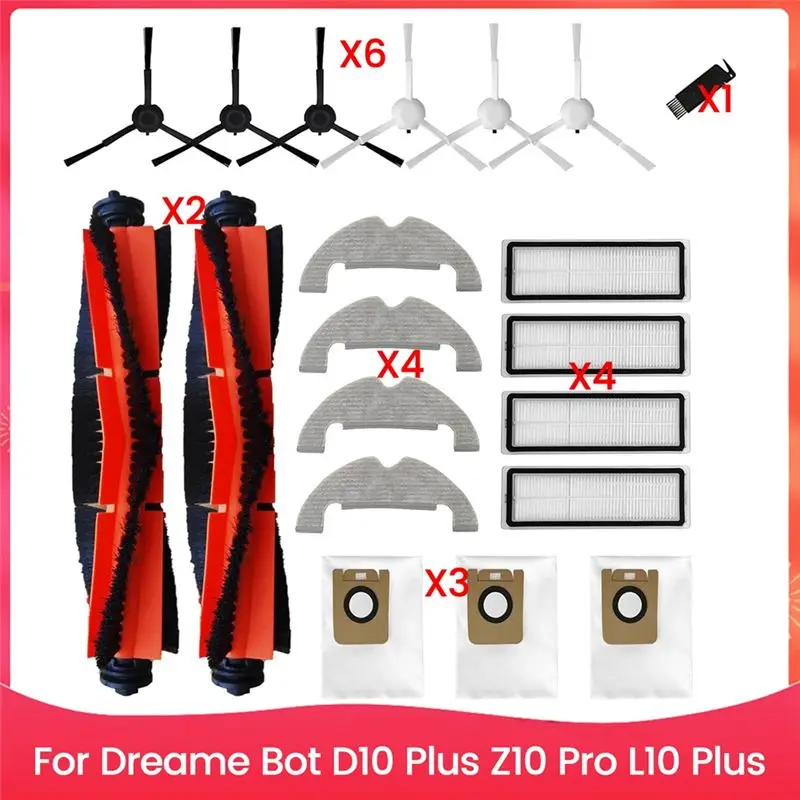 abca-アクセサリーセット交換部品（dreame-bot-d10-plus、z10-pro、l10-plus用）メインサイドブラシ、hepaフィルター、モップクロス