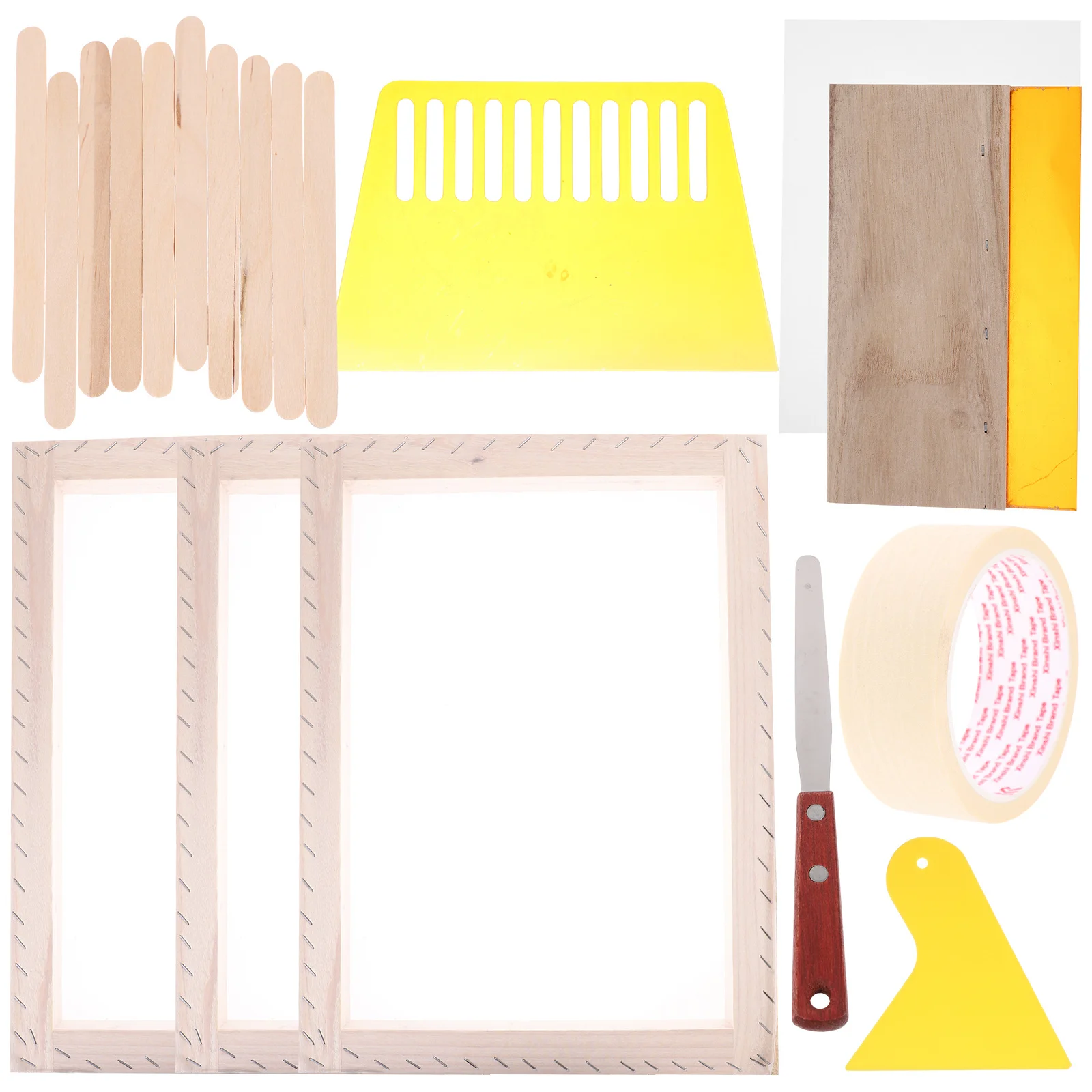 

1 set 1 Set Wood Diy Kit Portable Screen Printing Supplies Art Household Reusable Printing Frame Screen Frame Craft Tools
