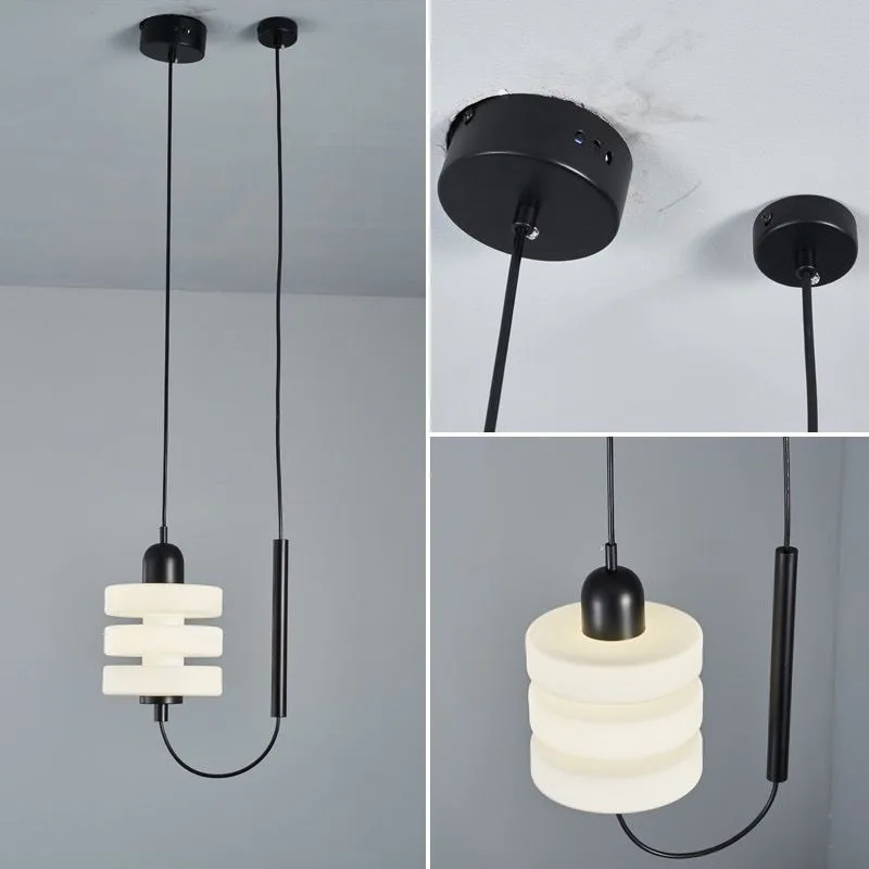 Modern Minimalist Creative Metal Long Line LED Pendant Light Bedroom Bedside Study Entryway Decor