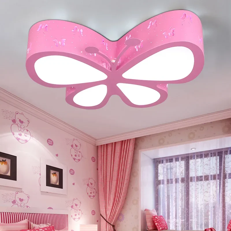 Modern brief children bedroom colorful butterfly hollow iron LED ceiling lamp home deco dining room acrylic  light