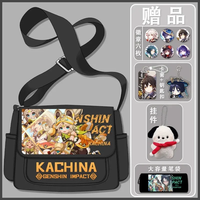 

Candy 2025Game Аниме Genshin Impact Косплей Киних Сётос Качина Мустака Силомон Нейлоновая ткань Сумка с героями мультфильмов Campus Student Messeng
