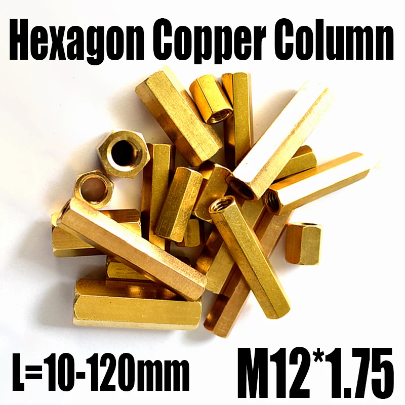 1PC M12*1.75 10-120mm Double Pass Hex Brass Male Female Standoff Board Pillar Stud Hexagon Copper Column Nut Screw Hollow Column