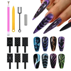 10pcs Nail Art Magnetic Wand Pen Set for 3D Cat Eye Gel Painting Nail Art Magnetic Wand UV/LED Gel Polish Nail Art Design Tools
