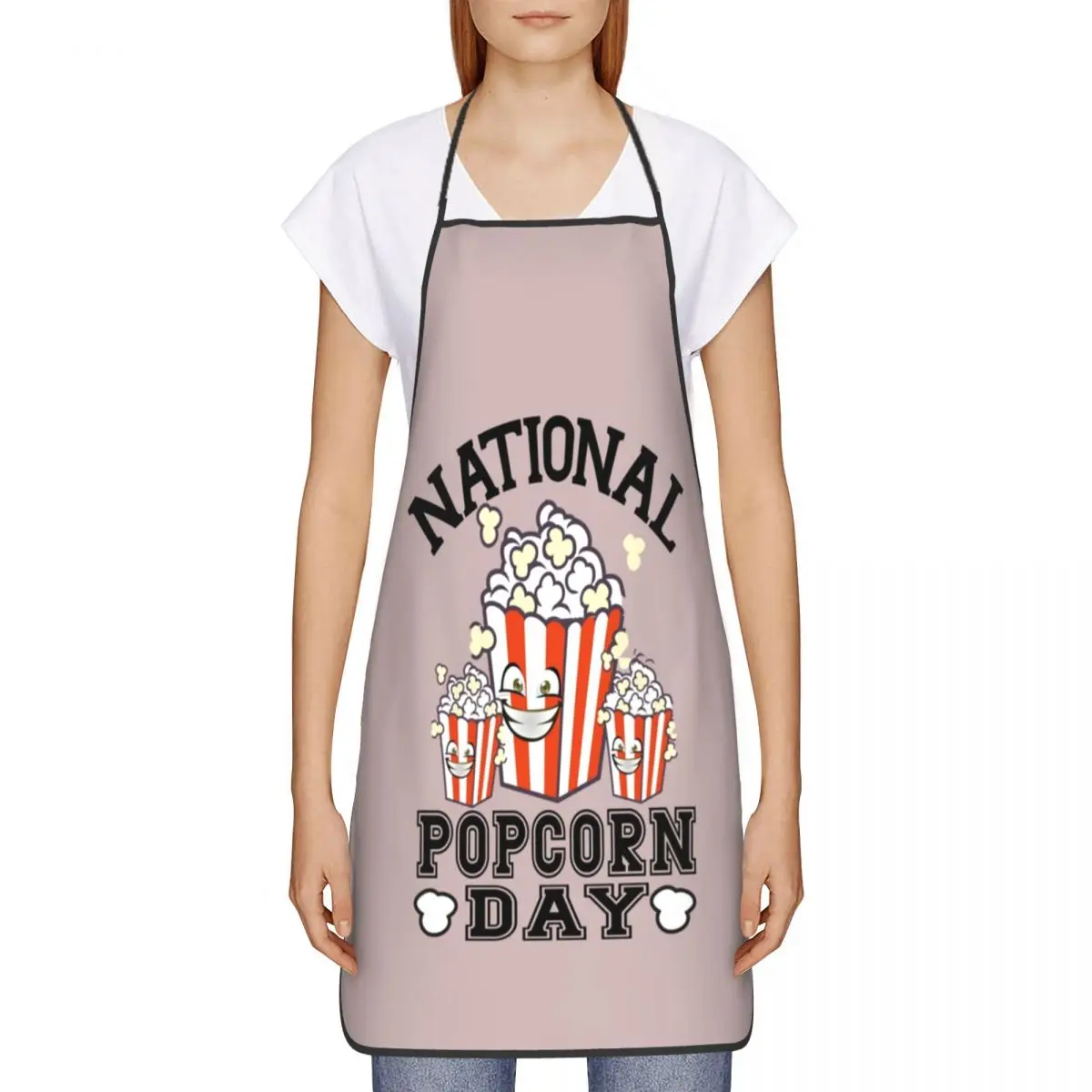 Custom Bib National Popcorn Day Apron Men Women Unisex Adult Chef Cooking Kitchen Funny Tablier Cuisine Baking