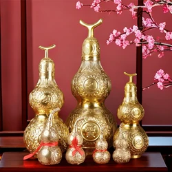 Hu Lu Feng Shui Copper Bugua Gourd Interior Qrnaments Pendant Wu Lou Craft For Car Vintage Home Decoration Accessories
