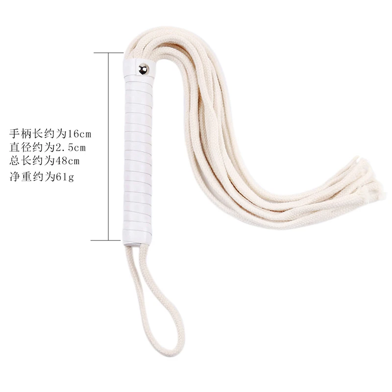 48cm Leather Handle Genuine Cotton Rope Loose Whip Horse Whip Riding Crop Flogger Paddle Slapper Horse Training Dressage Whips