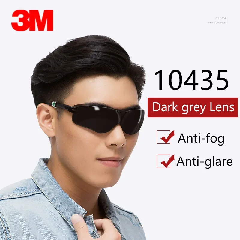 3M 10435 SafetyGoggles Glasses Anti-UV Sunglasses Anti-Fog Shock Proof Anti-Dust Goggles Work Sport Protective Eyewear Grey