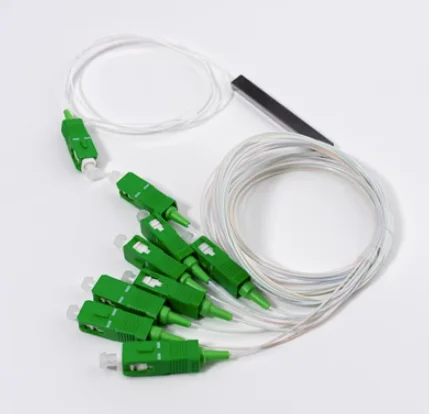 10pcs SC/APC 1X8 PLC Splitter 0.9mm Steel Tube 1m Fiber Optic Splitter Color/White FTTH Optical Fiber Connector 1*8 SC APC