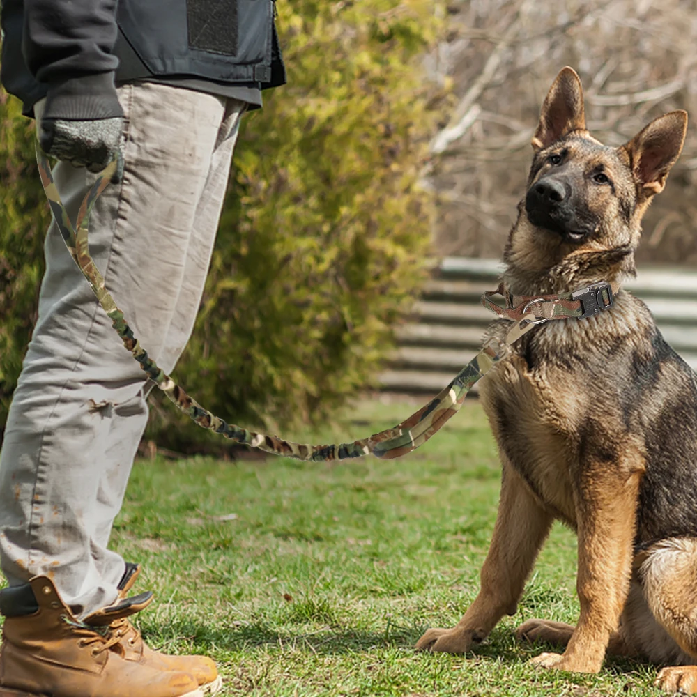 Tactical Collar With Lead Rope Nylon Handle Is Durable Pet Outdoor Training Supplies Suitable For Varieties Of Dogs