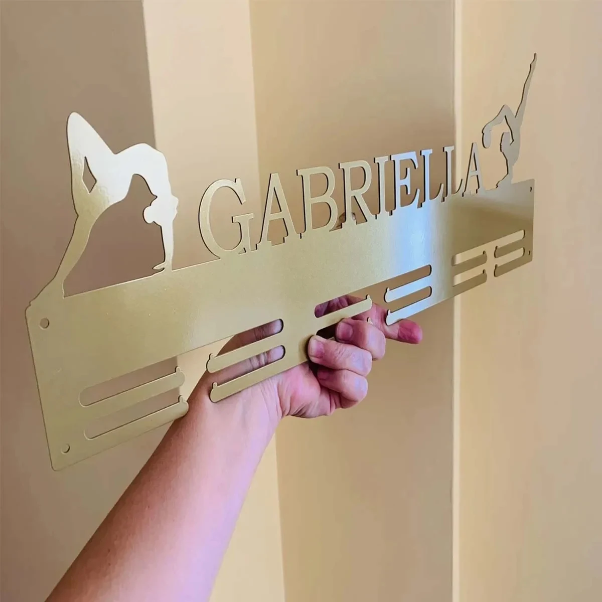 1pc Custom Fitness Metal Medal Hanger Holder,Personalized Football Number Medal Display Rack for Sports Awards,Home Decor Gift view 5