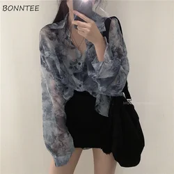 Shirts Women Fashion Tie Dye Harajuku Gothic Top New Korean Loose Casual Clothes Sun-proof Embroidery All-match Summer Holiday