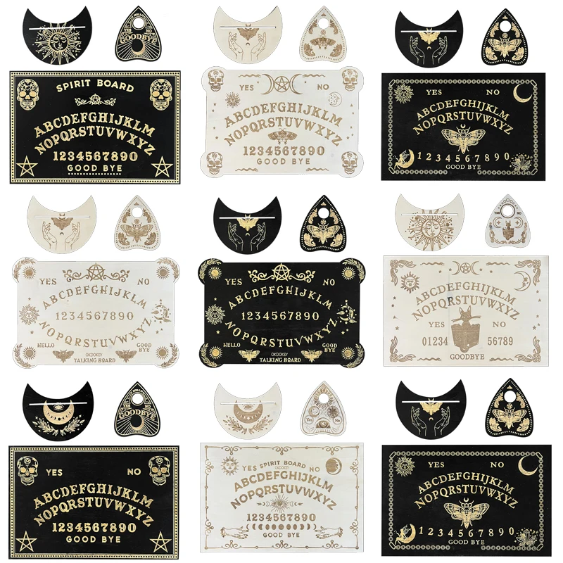 12Inch Houten Waarzeggerij Slinger Board Gegraveerd Magic Board Ouija Board Metafysische Bericht Heks Pendulum Board Kit