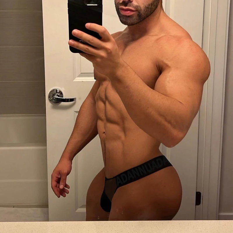 ملابس داخلية شفافة رفيعة للغاية بخصر منخفض للرجال، نمط نحت مريح، طباعة لا حاجة إلى إزالة الملابس الداخلية #3