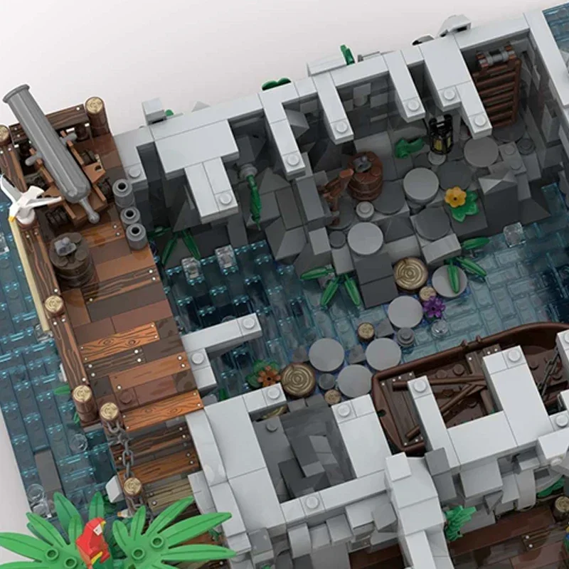 การวิเคราะห์ Moc อิฐ Fortress รุ่น Pirate Skull Island Modular Building Blocks ของขวัญของเล่นเด็ก DIY ชุดประกอบ