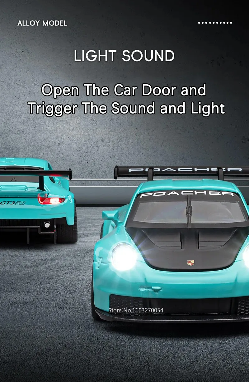1:32 911 GT3 RS Macan Legierung Sportwagen Druckguss Modell Spielzeug Ornament Türen Geöffnet Sound Licht Zurückziehen Fahrzeuge Kinder Festival Geschenk – Detail 4