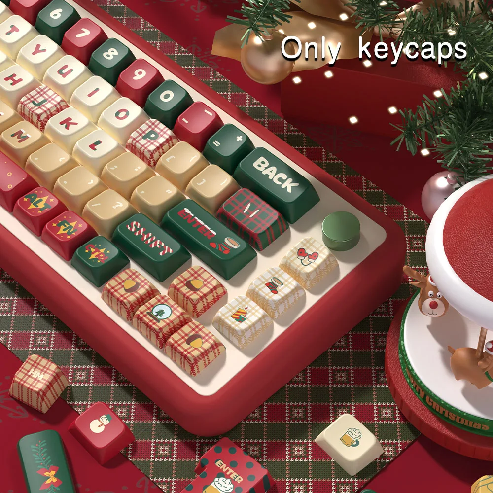 Imagem -04 - Véspera de Natal Tema Chave Mecânica Original Keycaps Perfil Distintivo Personalizado Personalizado Pbt Sublimação Térmica 2024