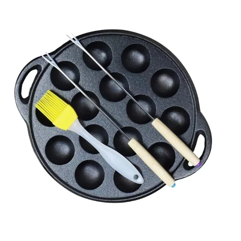 Takoyaki Grills Pan 15 Holes Non Takoyaki Bake Tray Round Pancake Plate Mold Non Pan Cast Iron Material Dropshipping