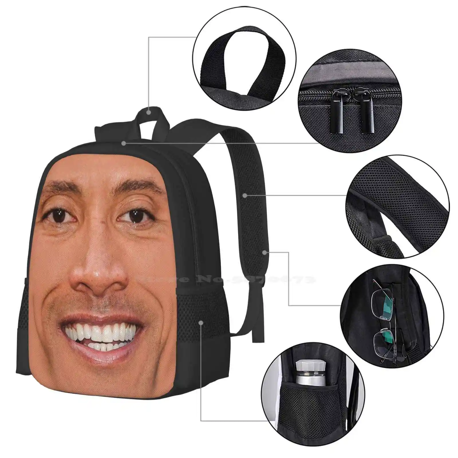 Dwayne School Bags Travel Laptop Backpack Dwayne Johnson Wrestling Wrestler Fighter Fighting Adult Swim Funny Memes Trendy