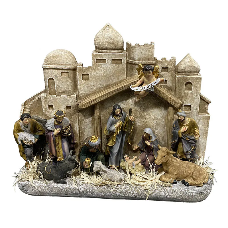 

Sancta Familia Notre Dame Father Jesus Stable Ornaments Catholic Nativity Birth of Christ Manger Group Christmas Decoration Gift