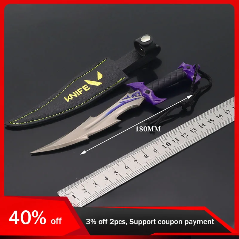 

18cm Valorant Game Peripherals Weapon Model Reaver Knife Toy Sword Cos Prop with Holster All Metal Crafts Ornament Gift Keychain