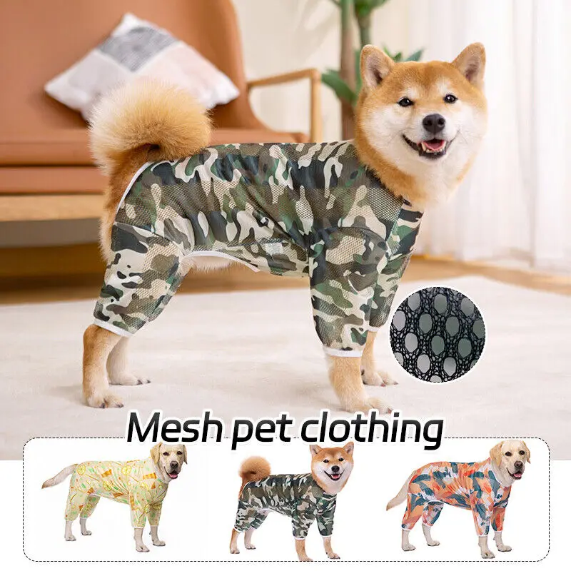 Large Dog Clothing Jumpsuit Mesh Prints Trousers Dog Clothes For Large Dogs Dog Suit Boy Overalls For Dogs Pet Products New