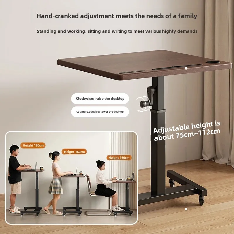Solid Wood Folding Standing Desk Adjustable Height Computer Table Mobile Bedside Workstation Study