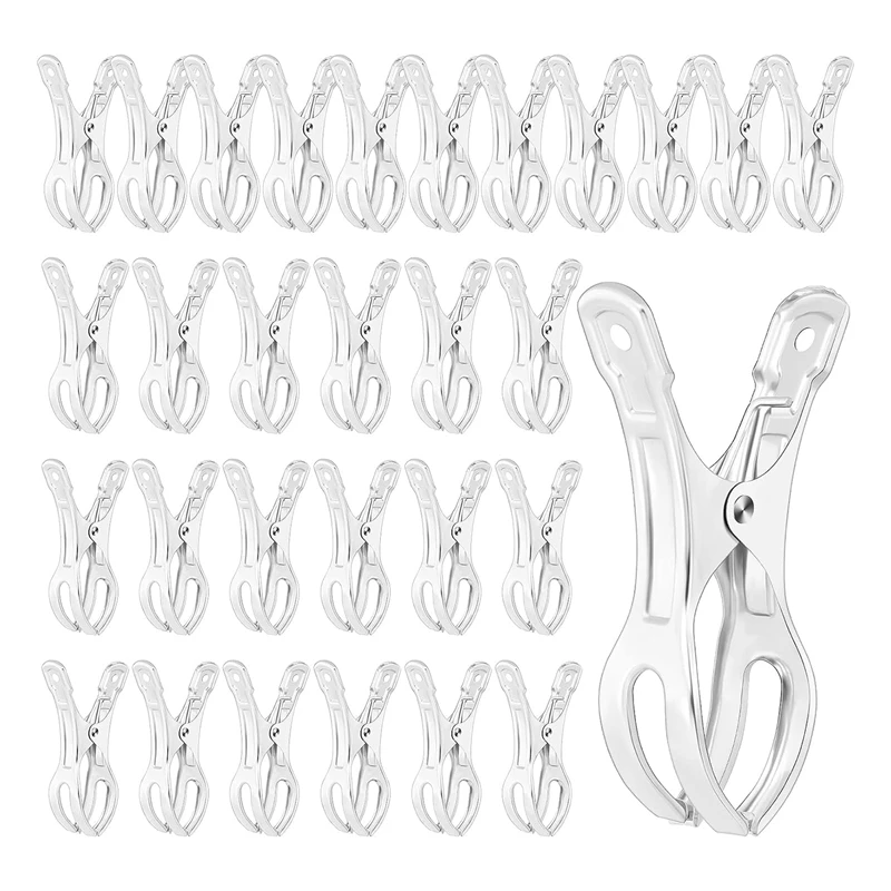 30 Pcs 4.5 Inch Stainless Steel Pool Cover Clips Pool Cover Clamps Jumbo Metal Swimming Pool Winter Cover Clips Easy Install