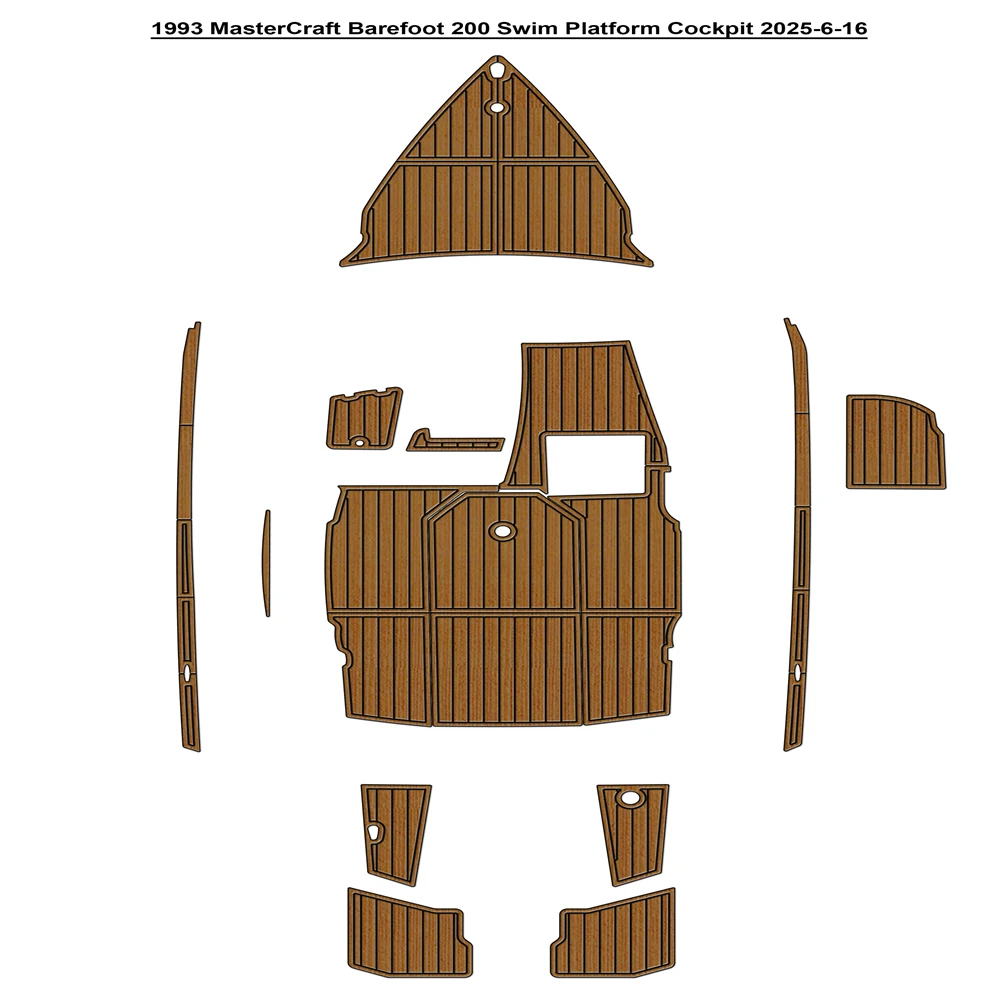 

1993 MasterCraft Barefoot 200, платформа для плавания, лодка для кокпита, пена EVA, напольный коврик из тикового дерева, коврик SeaDek, стиль Gatorstep, самоклеящийся