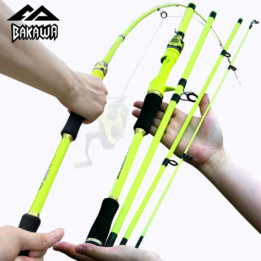 

BAKAWA 1.8/2.1M Baitcasting Spinning Travel Fishing Rods 4 Section Power Ultralight Feeder Lure Carp Portable Pole Pesca