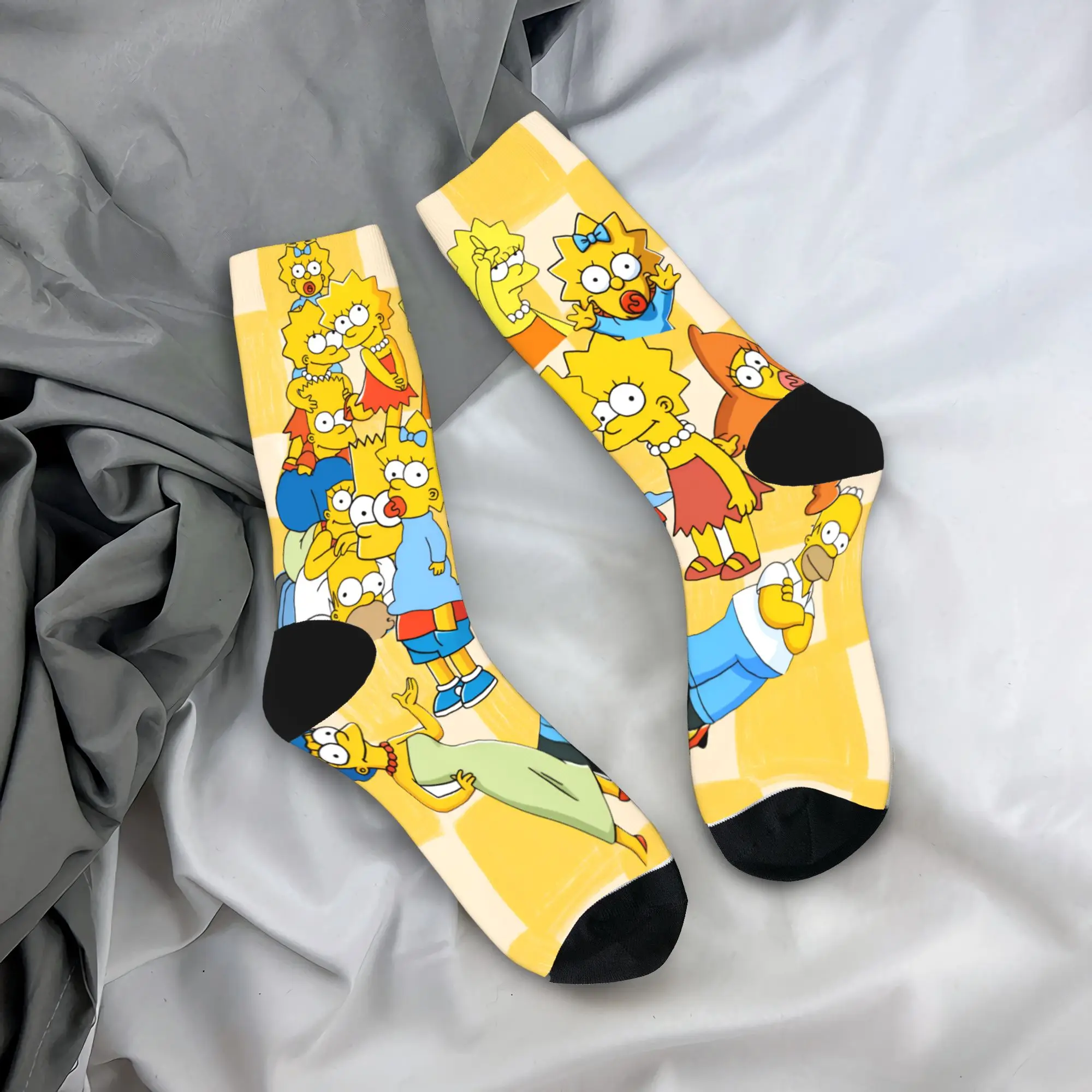 

S-Simpsons Family Cartoon Funny Stockings Adults Men Socks High Quality Fashion Socks Autumn Outdoor Non Slip Pattern Socks Gift