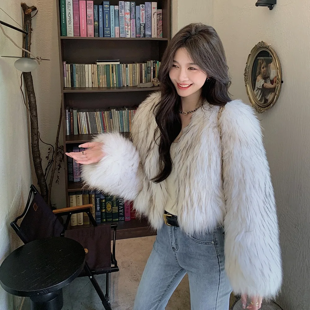 OFTBUY معطف الفرو المنسوج موضة سميكة 2025 خريف شتاء جديد فرو الراكون الطبيعي على الوجهين الدافئة الفراء الحقيقي سترة النساء