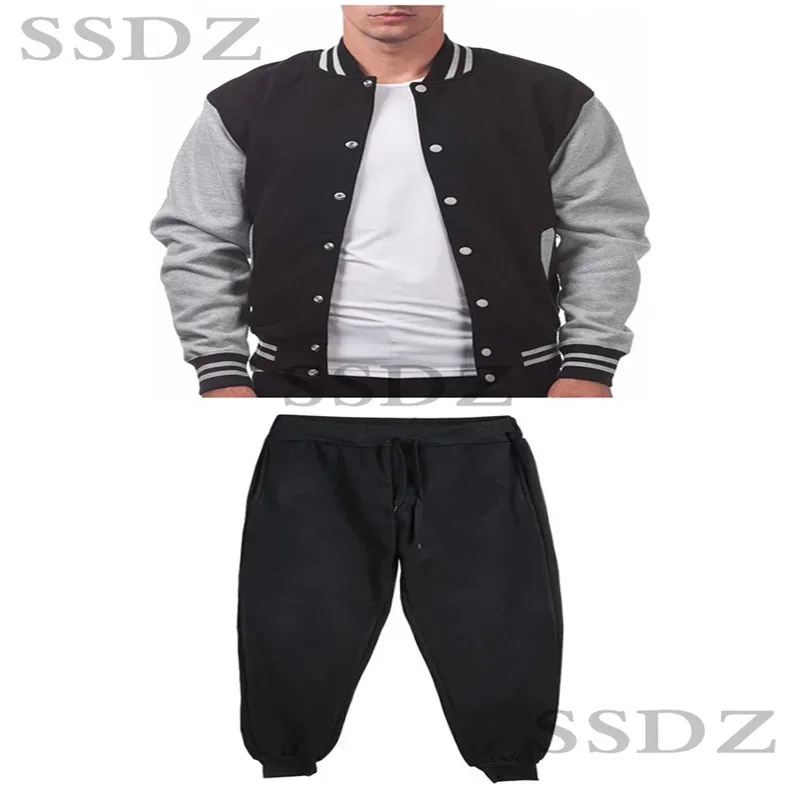 2025 خريف/شتاء جديد للرجال موضة الوقوف طوق زر البيسبول سترة مجموعة عادية مريحة للتنفس سترة رياضية مجموعة