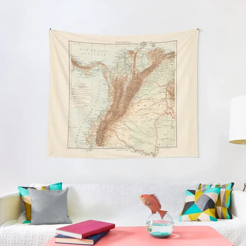 

Vintage Colombia Map (1875) Tapestry Decoration Wall Decor For Room Decor Home Tapestry