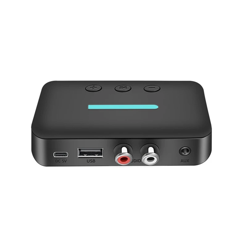 Usb bluetooth 5.3 adaptador receptor de áudio música estéreo sem fio 3.5mm aux r/l suporte u-disc reprodução para alto-falante desktop