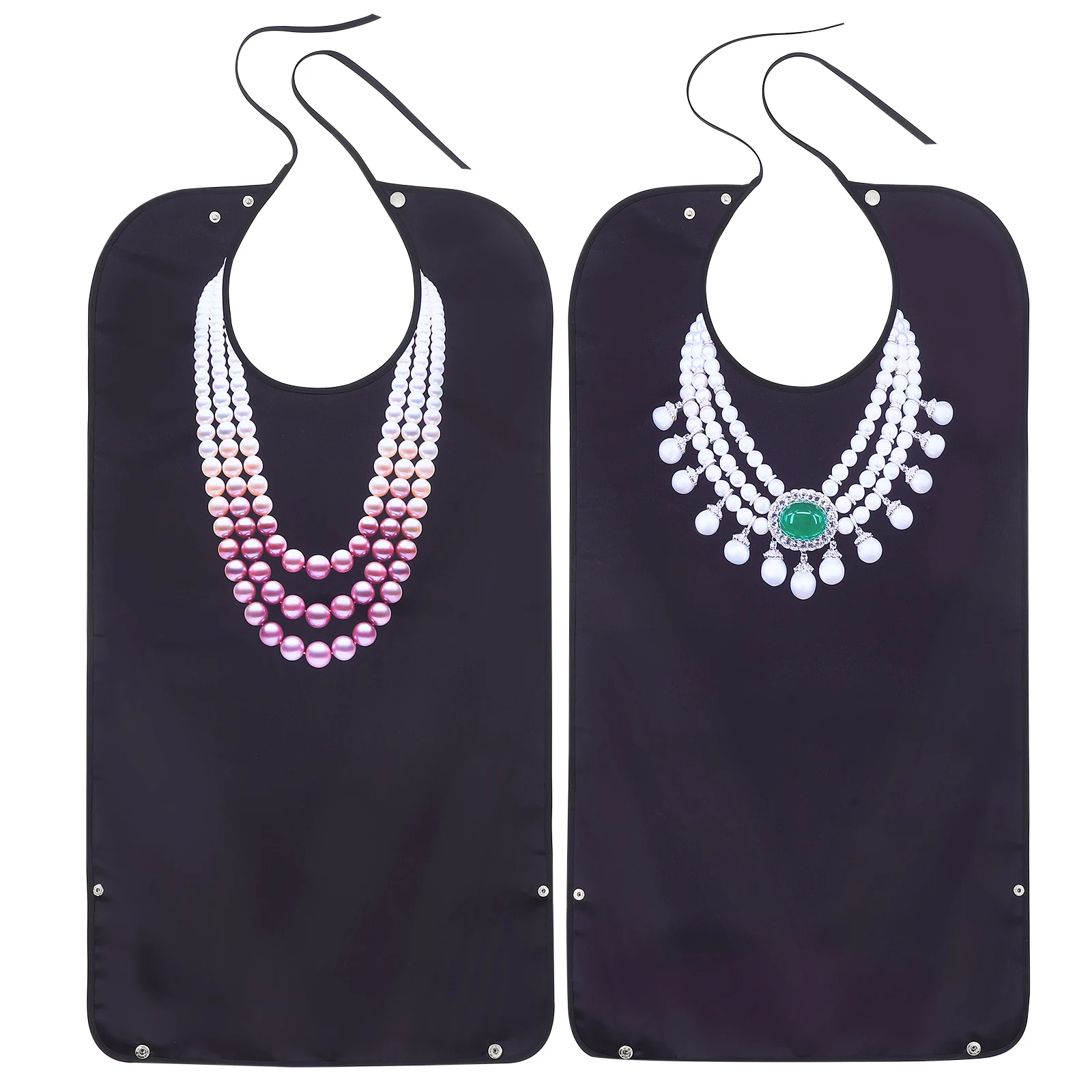

2 pcs Adult Bibs Washable Eating Accessories Women Large Adjustable Comfortable Reusable Dinner Smock Apron Health Care