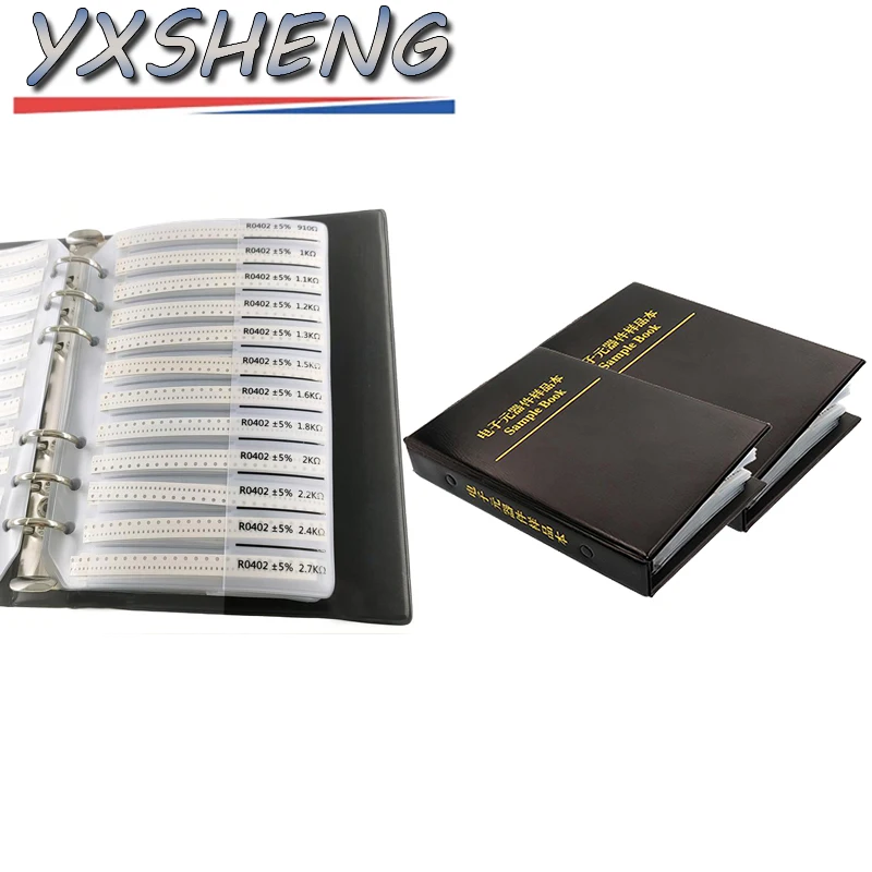 8500PCS 0402 0603 0805 1206 Resistor Sample Book 5% SMD Assorted Kit 10K 100K 1K 1R 100R 220R 170Values Each 50PCS