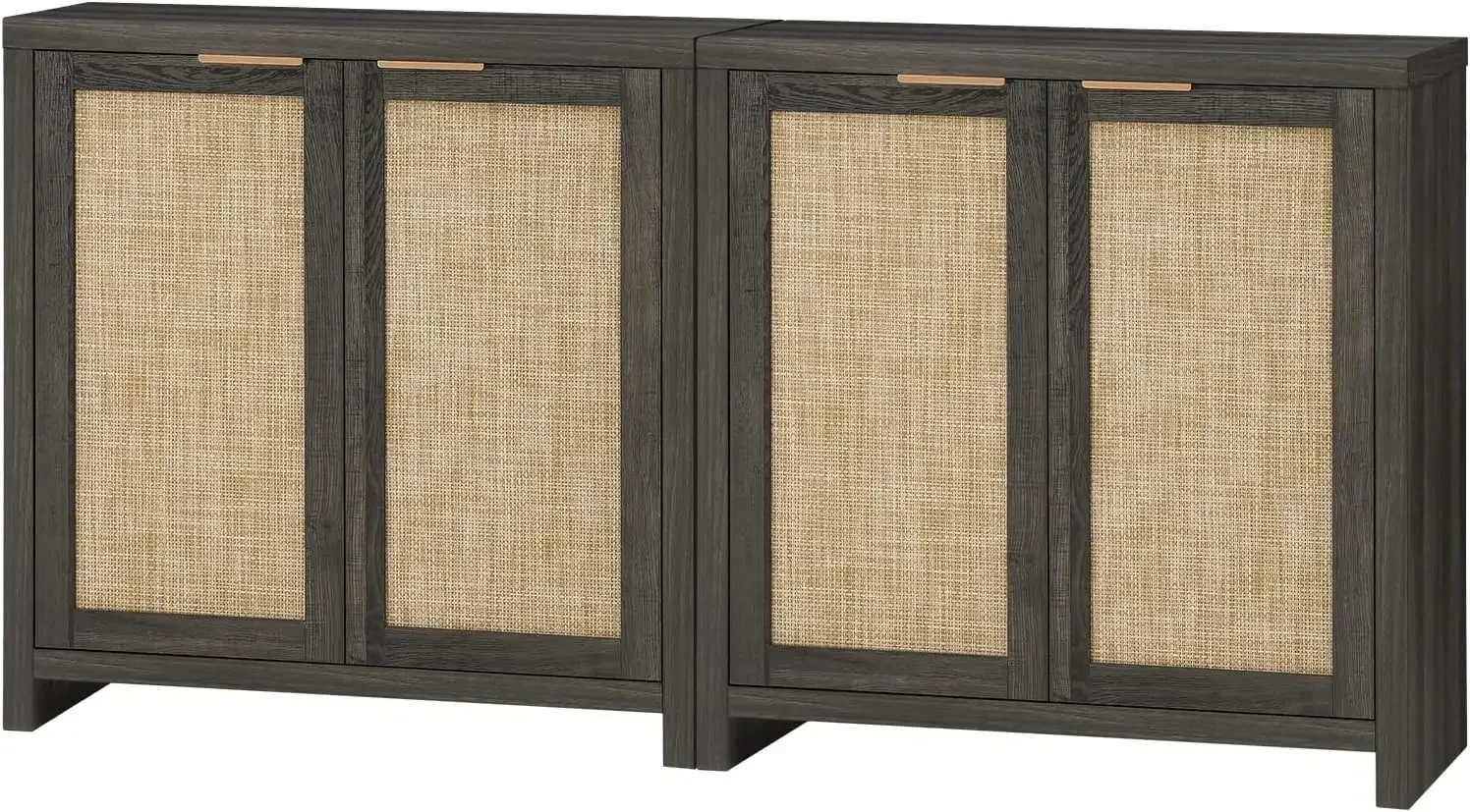Rattan Doors and Adjustable Shelves, Hampstead Storage Sideboard Cabinet, Buffet Kitchen Cabinet Cupboard Console, Set of 2