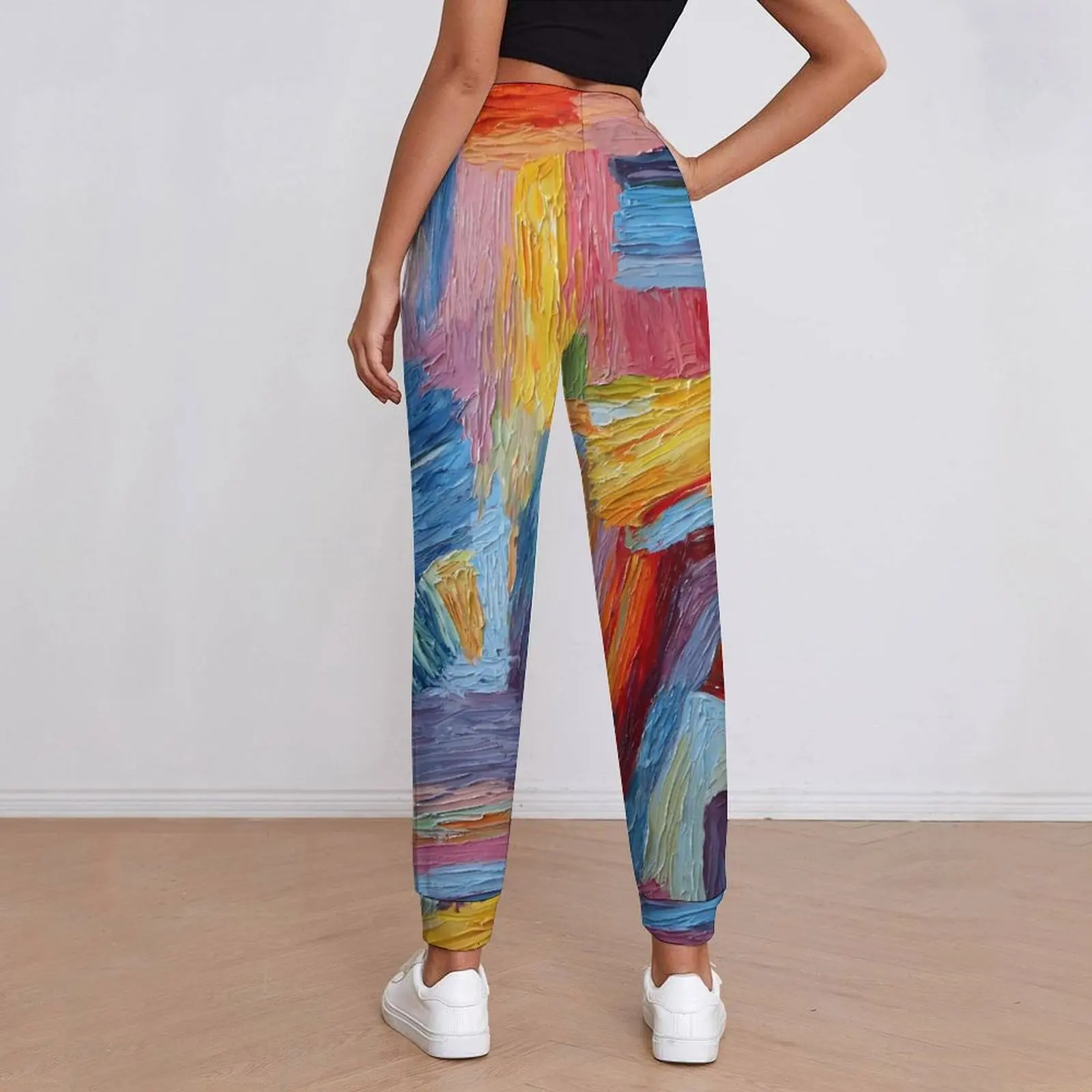 Paint Brush Baggy Pants Spring Colorful Print Classic Sweatpants Female Streetwear Design Trousers Big Size