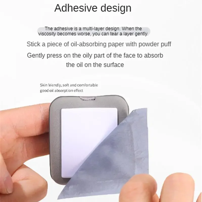 100 pezzi di carta assorbente per olio facciale al carbone di bambù con specchio e soffio per trucco kit di strumenti per il controllo dell'olio per la cura rinfrescante del viso portatile