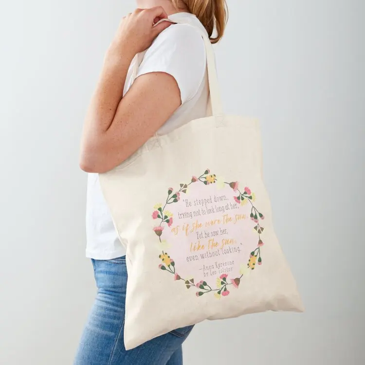 

Leo Tolstoy Anna Karenina Quote in Pink Tote Bag cute tote bag Women bags Beach bag Canvas