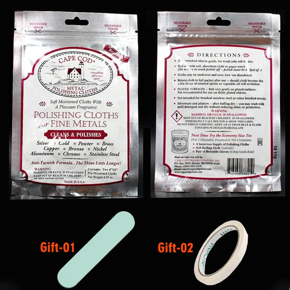 Juego de 1/2 de pulido de capa de bacalao para metales finos, paquete doble para reloj, joyería, eliminación de mantenimiento de reloj, paños de pulido de arañazos