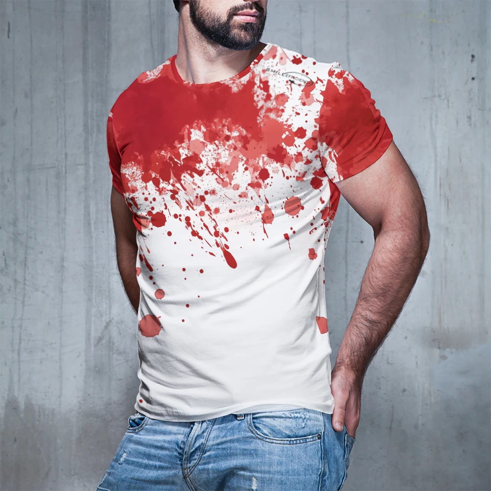 

100% Cotton New Bloody Horror Graphic 3D Printed T-Shirts Horror Blood Men's T Shirt Fashion Casual Oversized Unisex Sports Tops