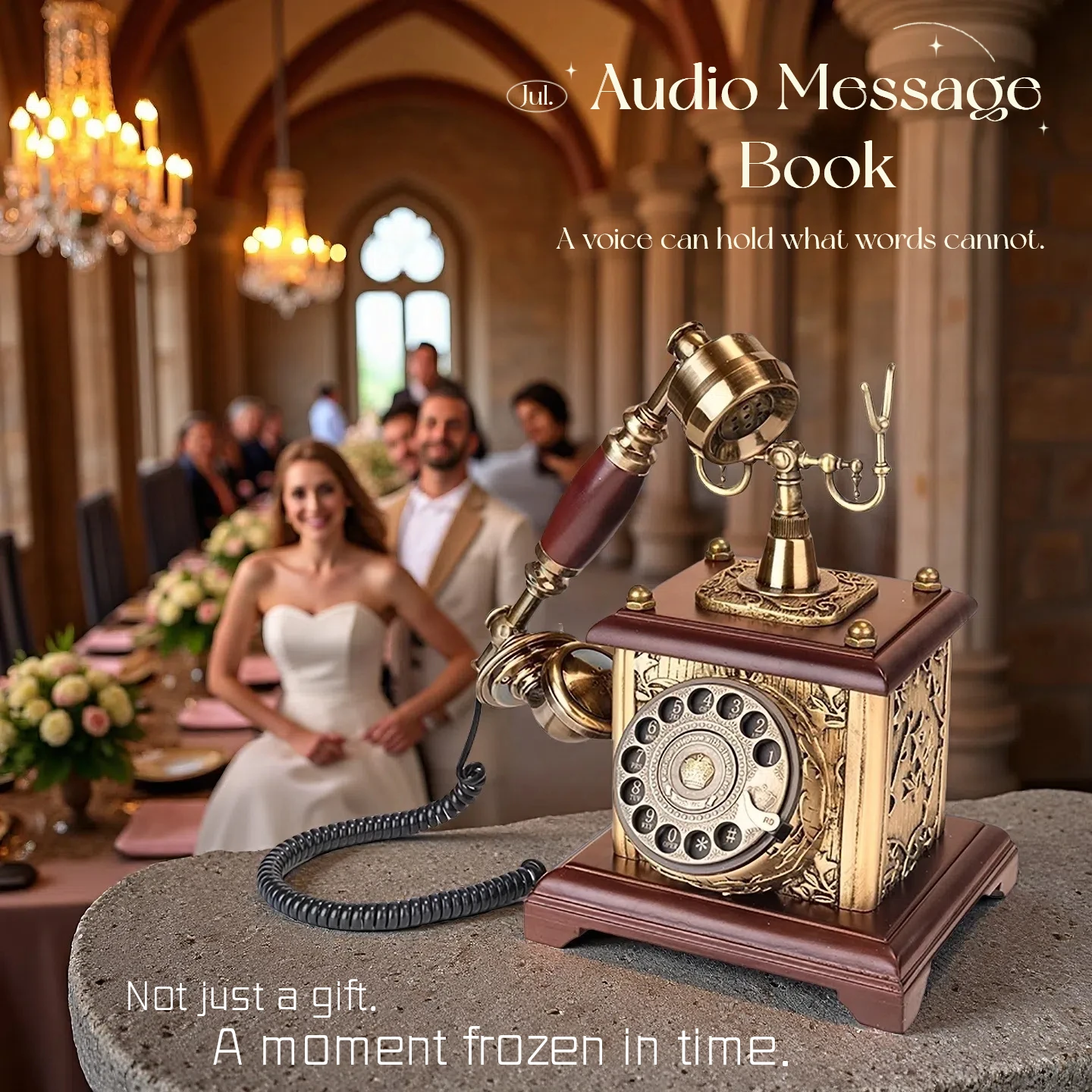 Audio Phone Guest Book Retro Rotary Style Antique Audio message book Phone Message Recorder Blessing Voice Telephone for Wedding