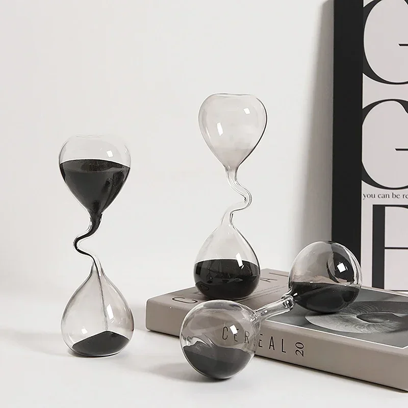 1pc Minimalist Interior Dining Table Decoration with Black Modern Style Curved Design and Hourglass Glass Craftsmanship