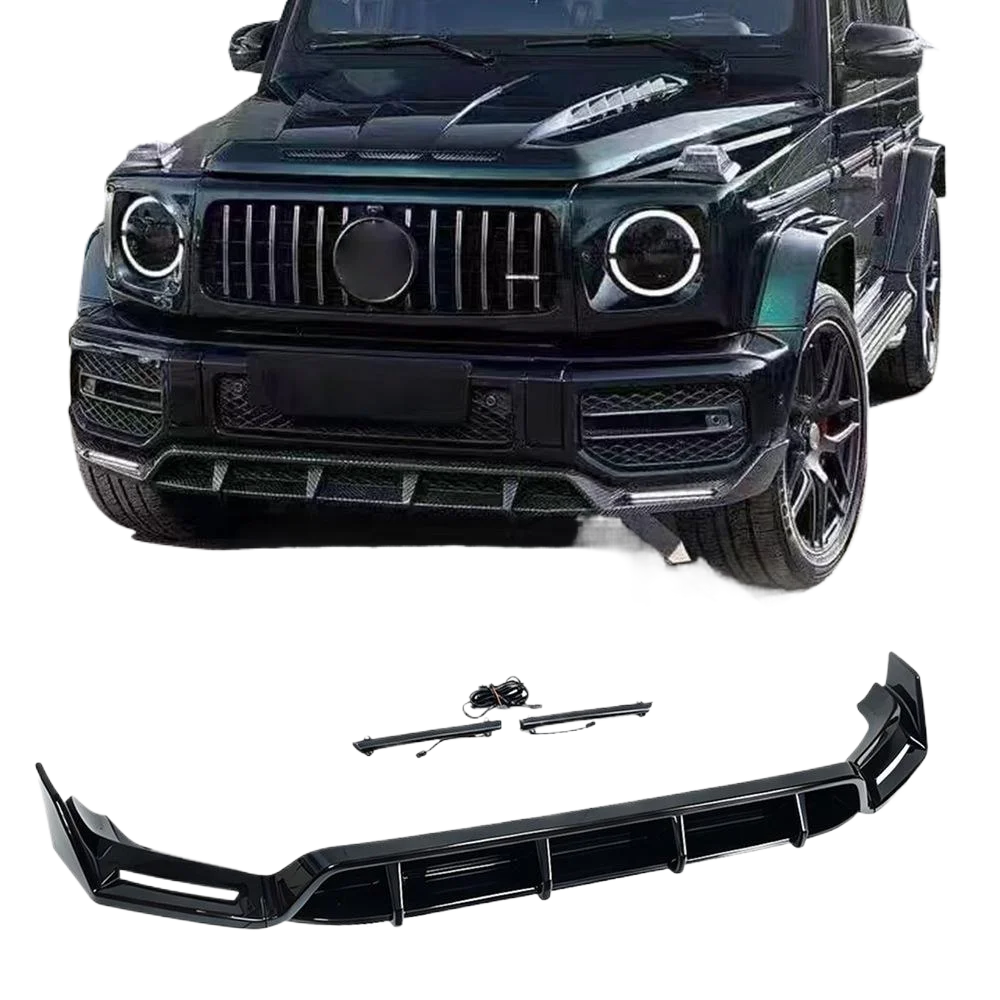 Für Mercedes Benz G63 2019-2024 Frontstoßstangen-Spoilerlippe Hochglanz-Schwarz Unterer Splitter-Abdeckung Schutzplatte Kit