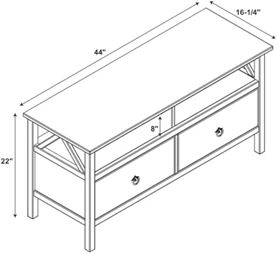 Madeira tradicional retangular TV Stand, espaço de armazenamento múltiplo, tabaco antigo, design versátil para TVs de até 44 polegadas