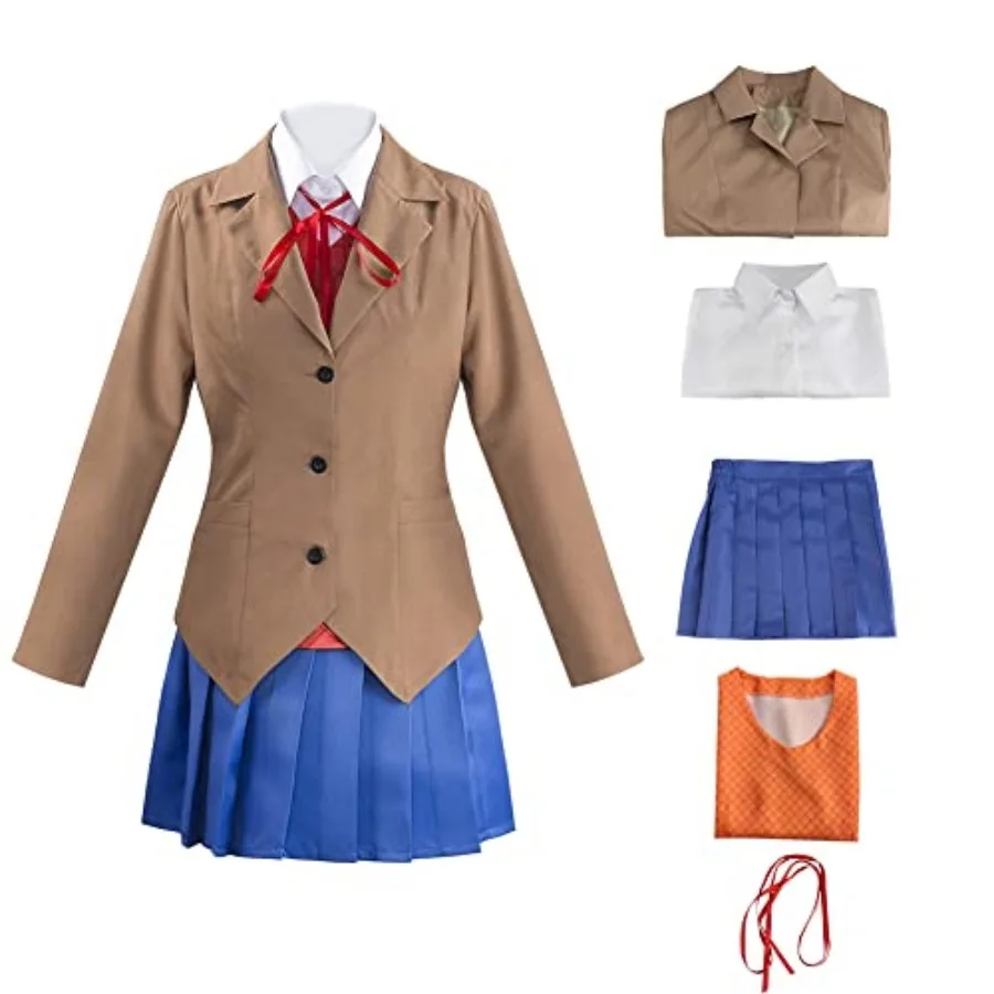 

Juejuezi Doki Doki Monika Outfit Yuri Uniform Dress Sayori Cosplay Costume Women Pleated Skirt Shirt Set Halloween