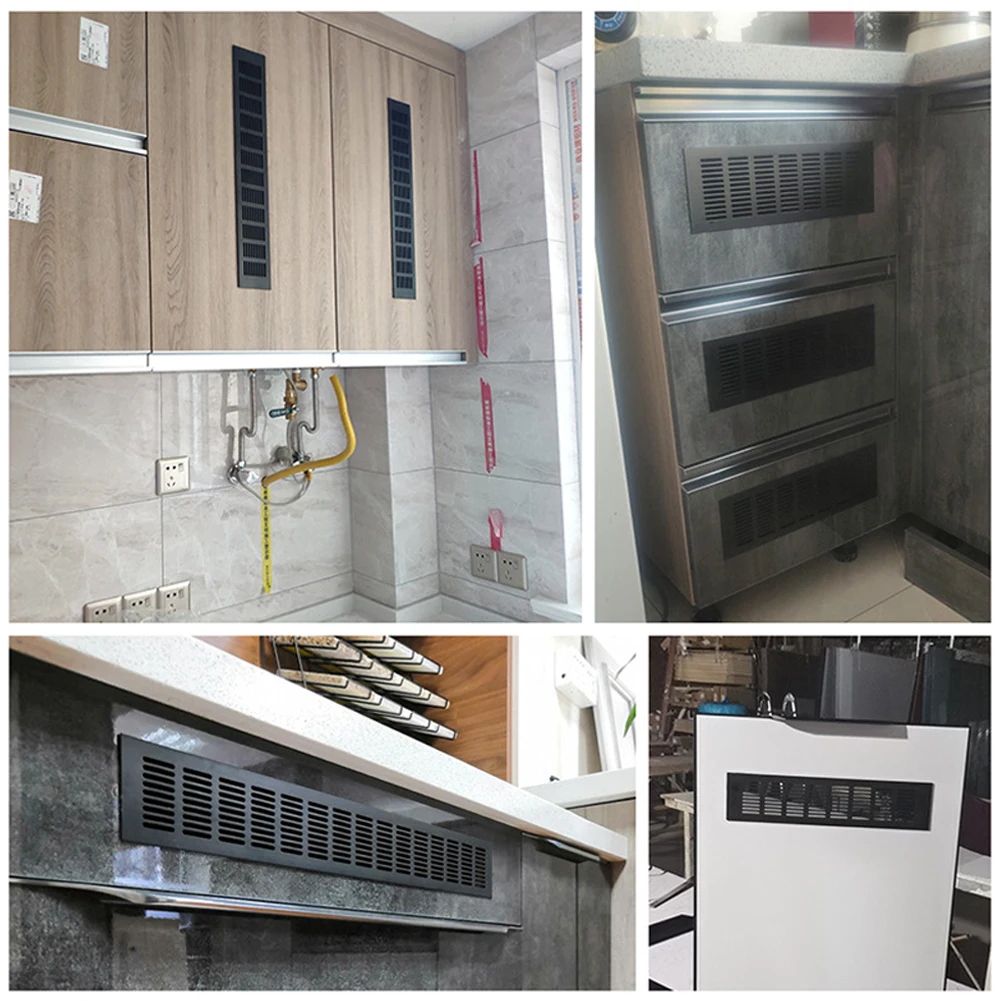150 มม.อลูมิเนียมรูปสี่เหลี่ยมผืนผ้าตู้ตู้เสื้อผ้า Air Vent Grille ระบายอากาศสําหรับ Air Conditioner ตู้ Grille ฝาครอบสีดํา