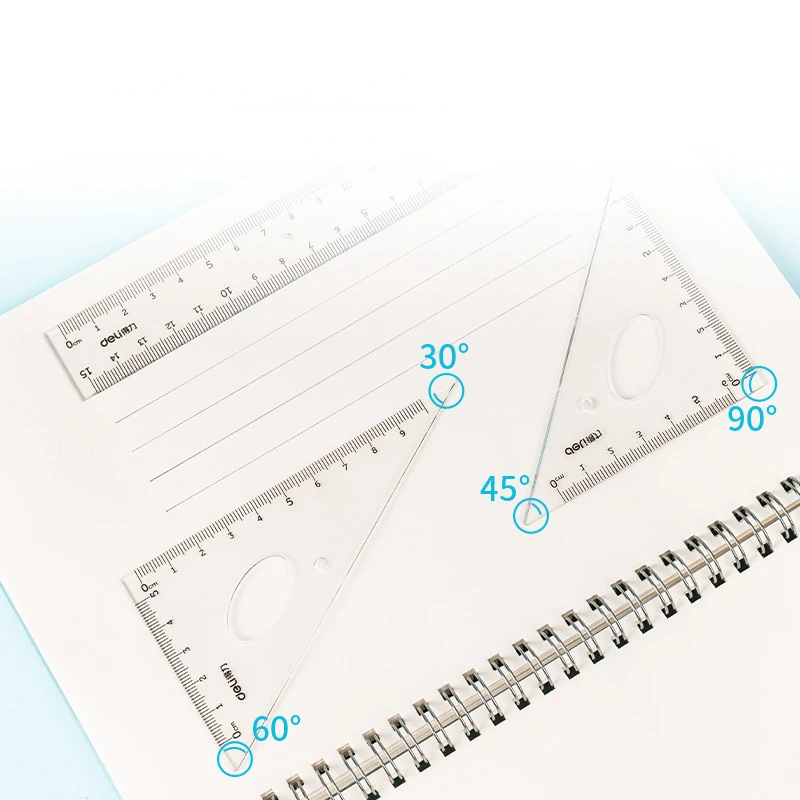 Ensemble de règles triangulaires en plastique pour étudiant, rapporteur de géométrie mathématique, fournitures de bureau et scolaires, haute